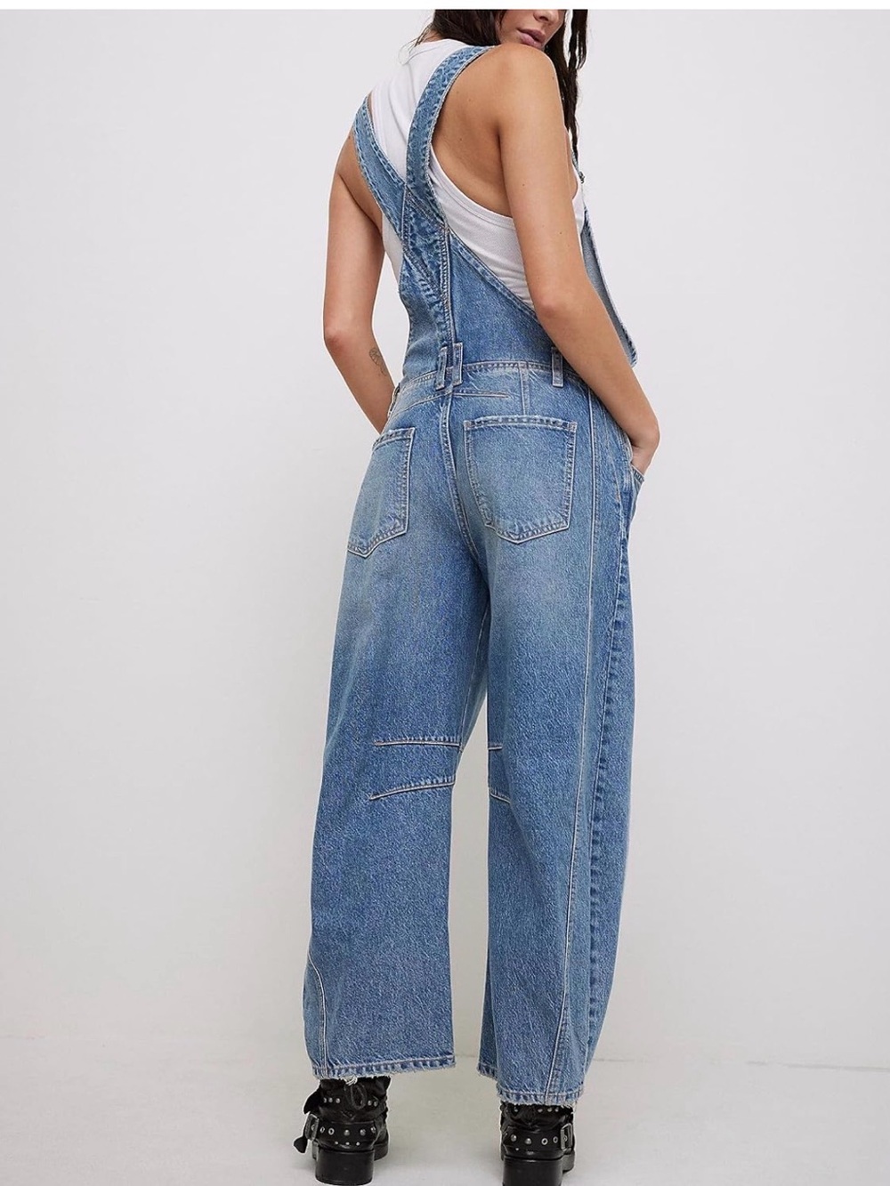 Barrel Classic Blue Denim Overalls - Women Jeans - Picture 3 of 4